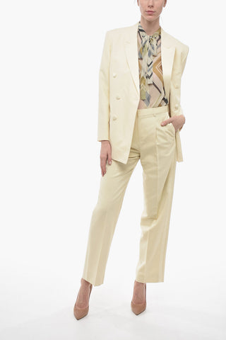 Double-breasted Silk Blazer with Satin Peak Lapel