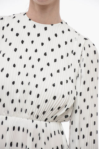 Polka Dot Patterned Accordion Dress with Bell Sleeves