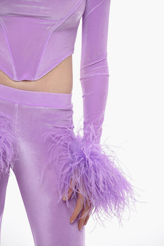 Top Bustier in Ciniglia con Piume sulla Manica