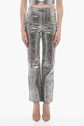5-Pocket Straight-Leg Pants with Snake Effect