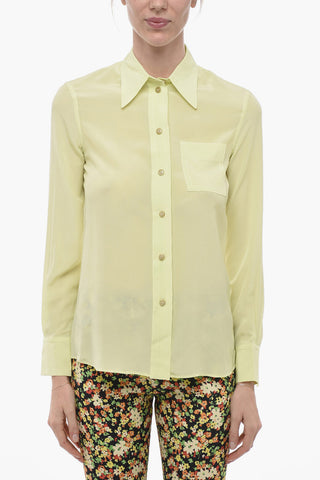 Silk Blend Chiffon Shirt with Breast-pocket