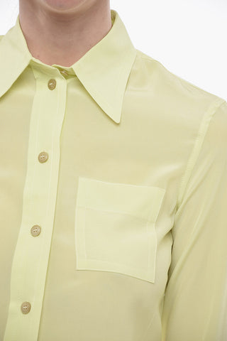 Silk Blend Chiffon Shirt with Breast-pocket