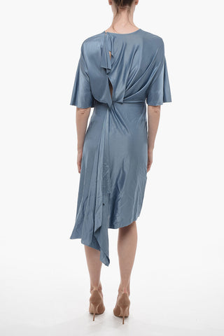 Draped Midi Dress with Cut-out Detail