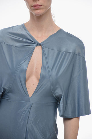 Draped Midi Dress with Cut-out Detail