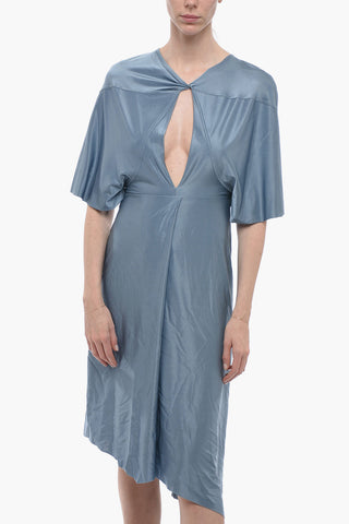 Draped Midi Dress with Cut-out Detail