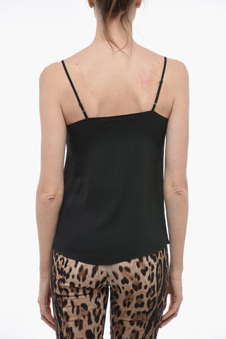 Tank Top in Misto Seta con Scollo Gioiello