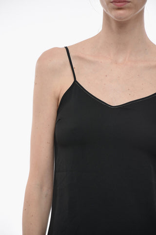 Tank Top in Misto Seta con Scollo Gioiello