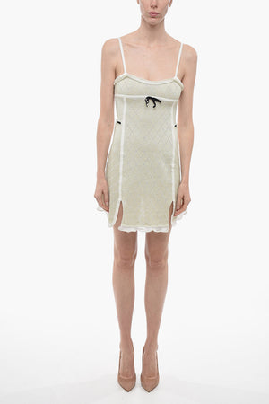 Mini Dress Argyle in Lurex con Fondo Ruffle