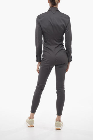 Popeline Cotton Jumpsuit with Shirt Design