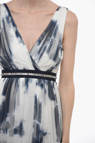 Tie Dye Tulle Maxidress with Jeweled Belt