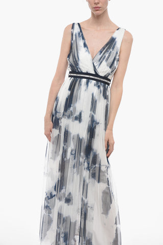 Tie Dye Tulle Maxidress with Jeweled Belt