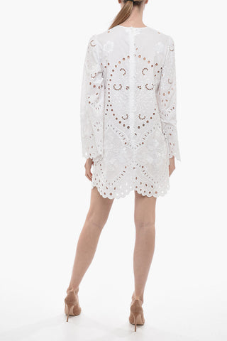 Broidarie Anglase Shirt Dress with Back Zip