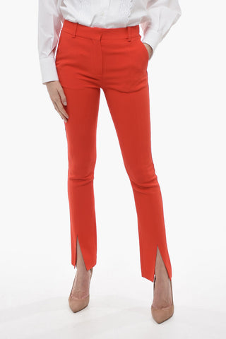 Stretch Fabric Chinos Pants with Front Stitching
