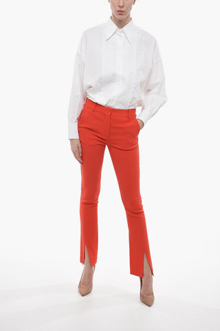 Pantaloni Chino in Tessuto Stretch con Cuciture Frontali