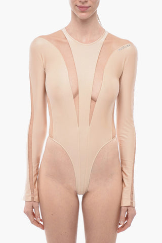 Long Sleeved Bodysuit with See-Throught Details