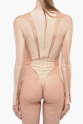 Long Sleeved Bodysuit with See-Throught Details
