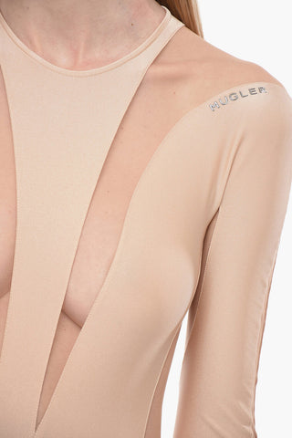 Long Sleeved Bodysuit with See-Throught Details