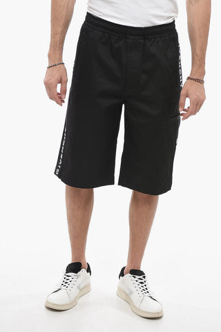 Shorts in Cotone con Elastico in Vita e Bande Logate