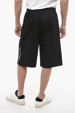 Shorts in Cotone con Elastico in Vita e Bande Logate