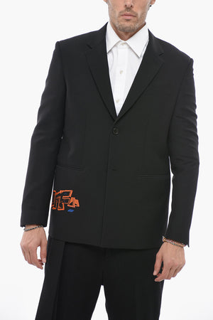 SEASONAL Blazer in Misto Lana GRAFFITI con Dettaglio Removibile