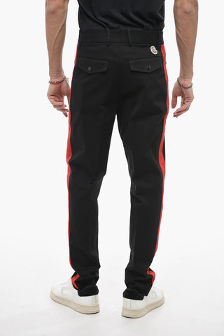 Pantaloni in Cotone Stretch con Bande Laterali a Contrasto
