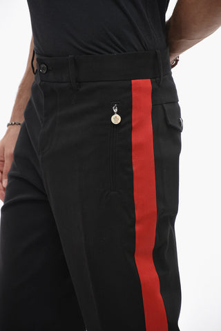 Pantaloni in Cotone Stretch con Bande Laterali a Contrasto