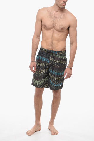 Printed FEATHERS Swimshorts with Drawstring
