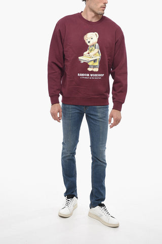Teddy Bear Printed Fleeced-Cotton Crew-neck Sweatshirt