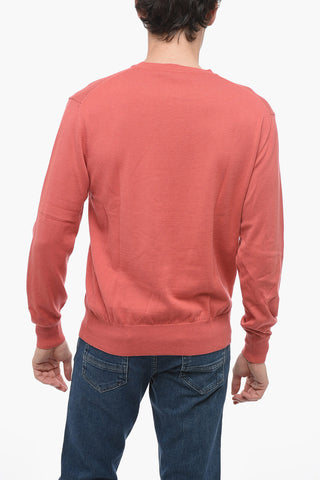 Embroidered Logo Cashmere Blend Crewneck Pullover