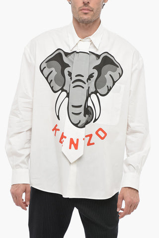 Camicia Con Stampa ELEPHANT Con Detaglio Cravatta