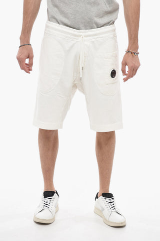 Fleece Cotton Shorts with Logo Patch