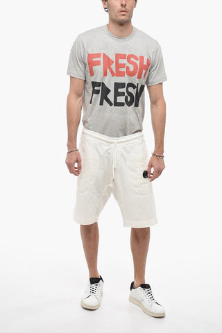 Fleece Cotton Shorts with Logo Patch