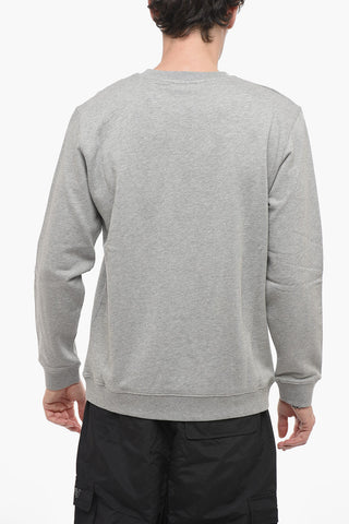 Brushed Cotton Crewneck Sweatshirt With Breast Pocket