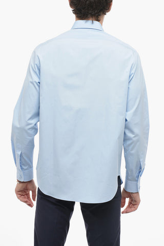 Popeline Cotton Shirt with Covered Buttons