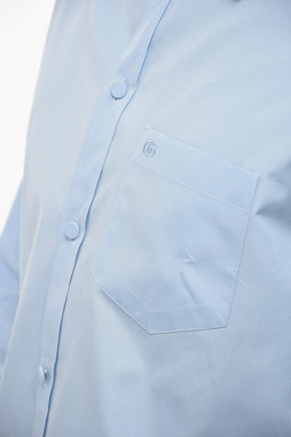 Popeline Cotton Shirt with Covered Buttons