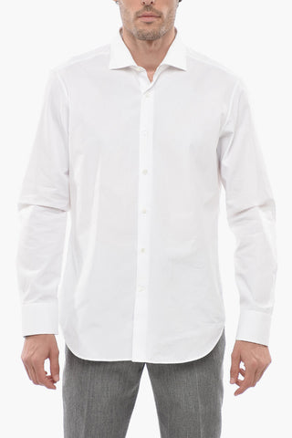 Camicia in Popeline di Cotone con Collo Francese