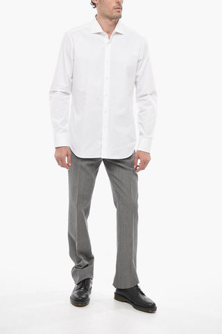 Camicia in Popeline di Cotone con Collo Francese