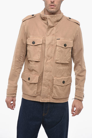 Cotton Blend Saharan Overshirt with Front Zip