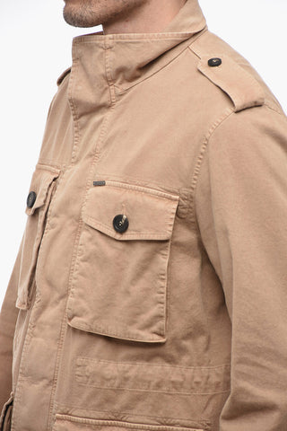 Cotton Blend Saharan Overshirt with Front Zip