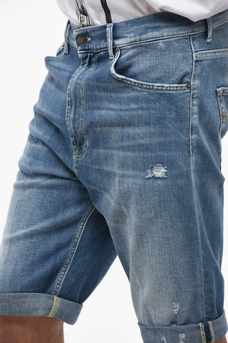 Distressed Effect LENZ Denim Shorts