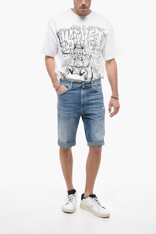 Distressed Effect LENZ Denim Shorts