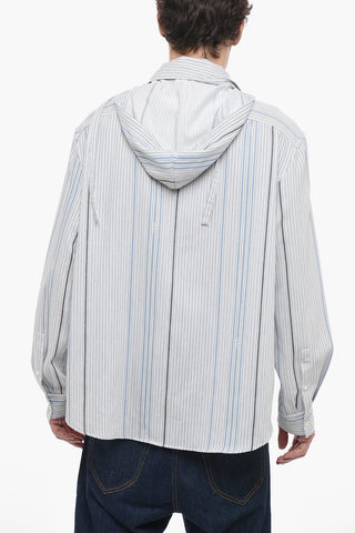Two-toned Striped Shirt with Hood