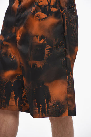 Multipoketed Printed Nylon Shorts