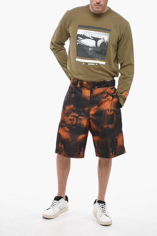 Multipoketed Printed Nylon Shorts