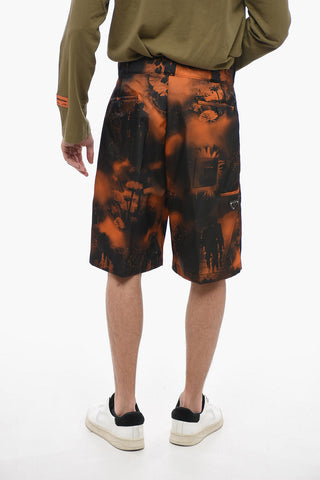 Multipoketed Printed Nylon Shorts