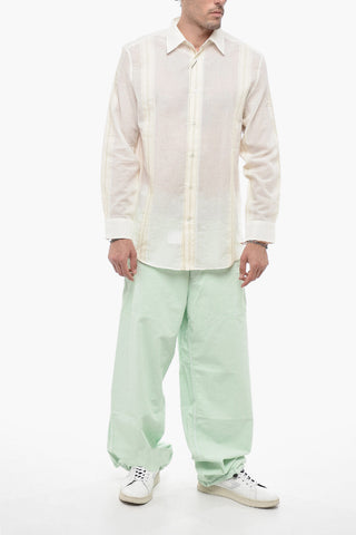 Striped Shirt with Lace-trim Detail