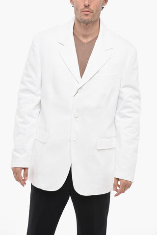 Straight Fit Denim Blazer with Notch Lapel