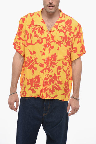 Short-Sleeve Shirt UNISEX with Floral Print and Chest Pocket