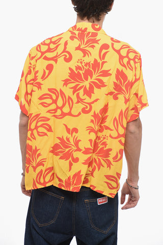 Short-Sleeve Shirt UNISEX with Floral Print and Chest Pocket