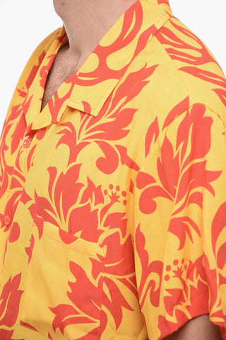 Short-Sleeve Shirt UNISEX with Floral Print and Chest Pocket